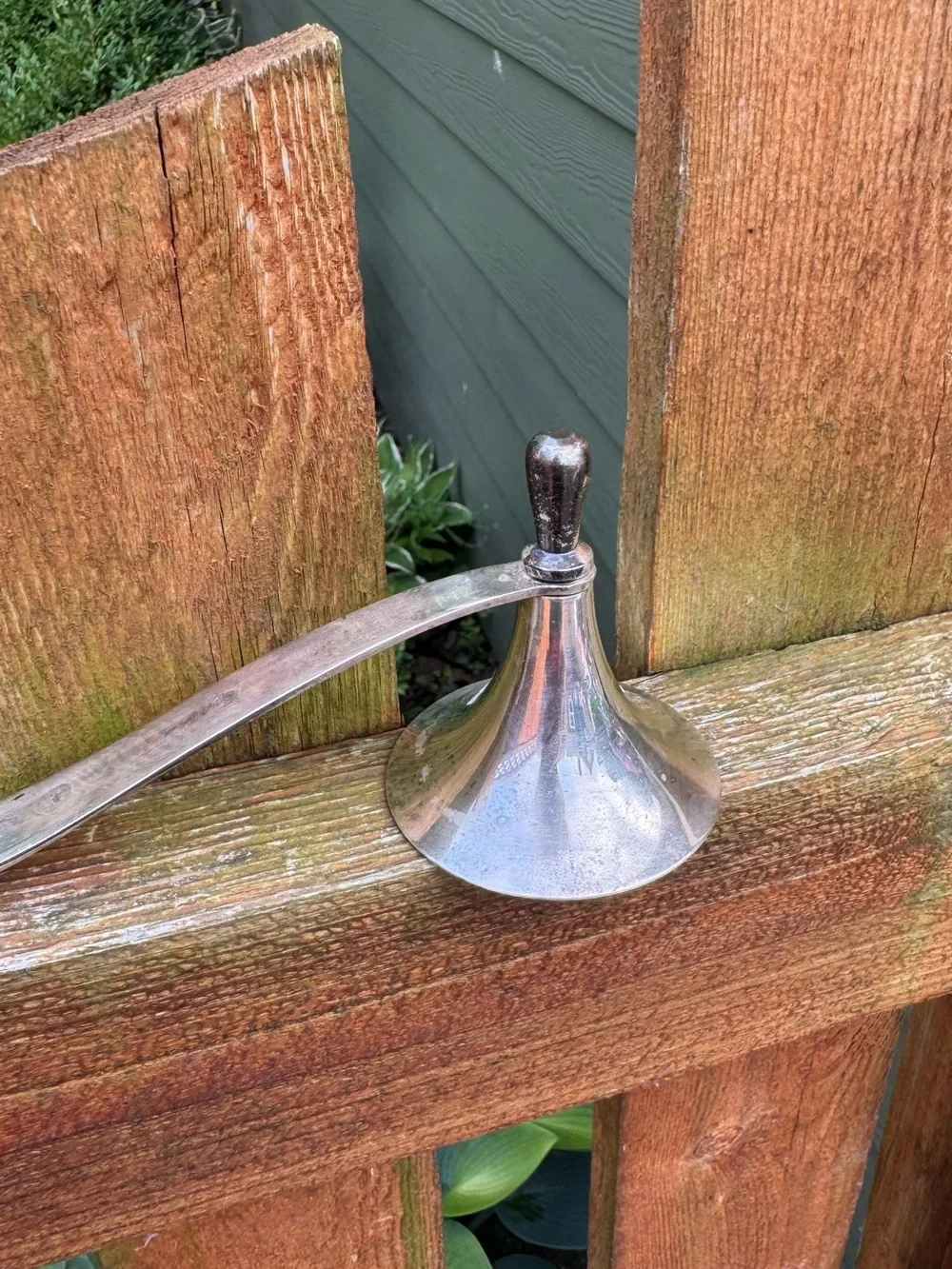 Restoration Hardware Silver Candle Snuffer with Wood-Topped Handle